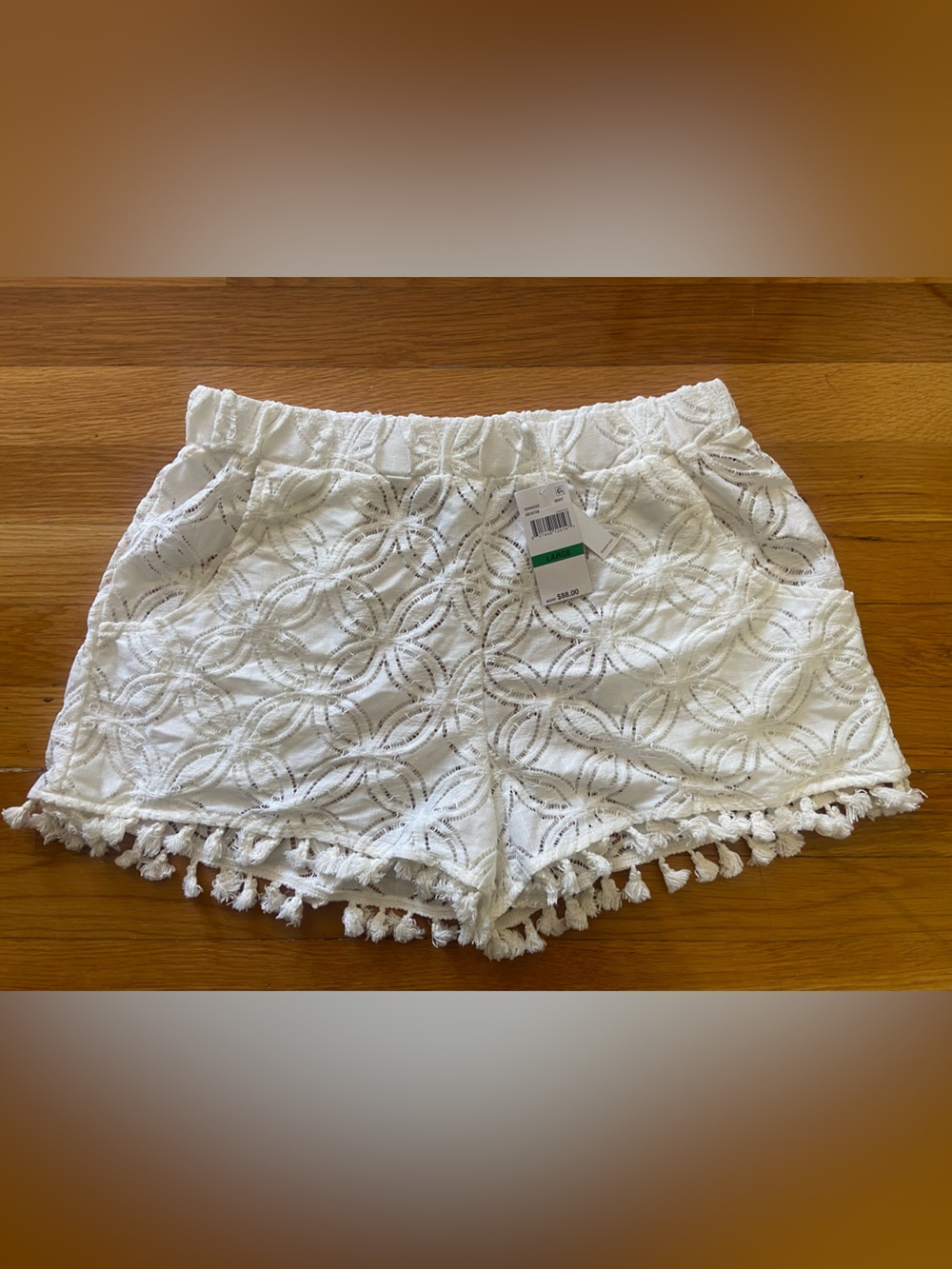 NWT - Trina Turk Swim Cover Up Shorts - White Floral Cotton Blend - Sz Large